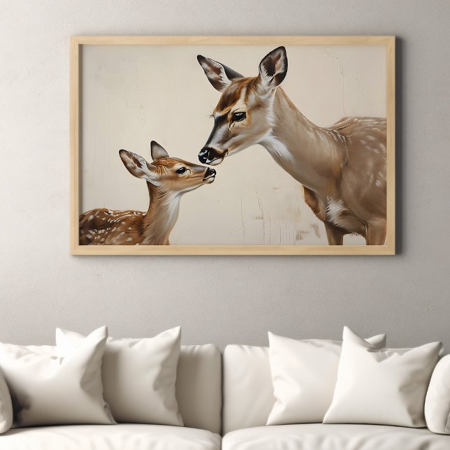 Vattenfärg Mor Hjort och fawn Nature Art Poster (Skapare uppladdad)