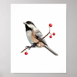 Vattenfärg Mörtmes Fågelmålning Poster