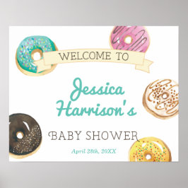 Vattenfärg Munk Söt Baby Shower Välkommen Poster