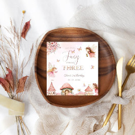 Vattenfärg Mushroom Fairy 3rd Birday Forest Pappersservett