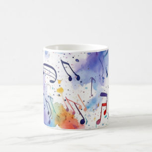 Vattenfärg musik noter kaffemugg