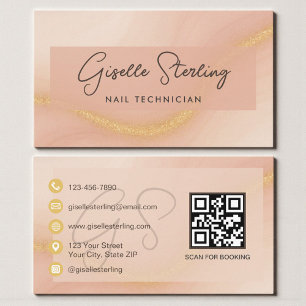 Vattenfärg Nageltekniker QR-kod Visitkort
