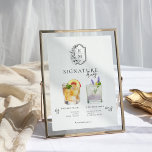 Vattenfärg | Namnteckning dryck i briden & groom Poster<br><div class="desc">Anpassa detta tecken med namnen på bruden och trippen och deras favoritdryckval. Olika cocktailillustrationer kan göras på begäran. Lägg till anpassningsbarnas ordalydelse till den här designen genom att använda rutorna "Redigera den här designmallen" på objektets höger eller klicka på den blå "Anpassa den" för att ordna texten, ändra typsnitt och...</div>