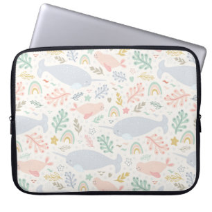 Vattenfärg Narwhal & Seal Mönster Laptop Fodral