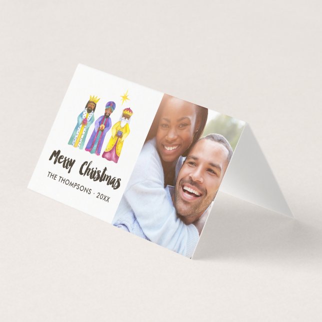 Vattenfärg Nativitets Jul Foto Kort (Framsida)