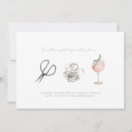 Vattenfärg Natten före julklappning och Vin Julkort