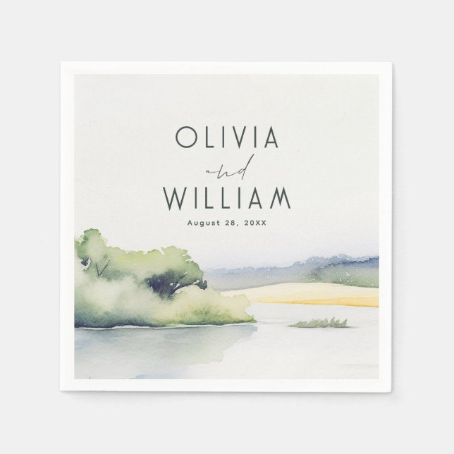 Vattenfärg Natur Romantic Pappersservett (Framsidan)