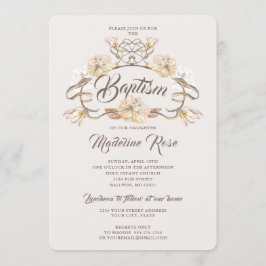 Vattenfärg Naturligt torkade blommor Baptism Inbjudningar