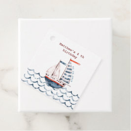 Vattenfärg Nautical Red och Blue Barn Birth Gåvor Etiketter