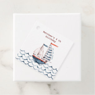 Vattenfärg Nautical Red och Blue Barn Birth Gåvor Etiketter