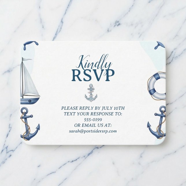 Vattenfärg Nautilus Ankare Födelsedagsbekräftelse Tilläggskort (Anchors aweigh for a celebration to remember.)