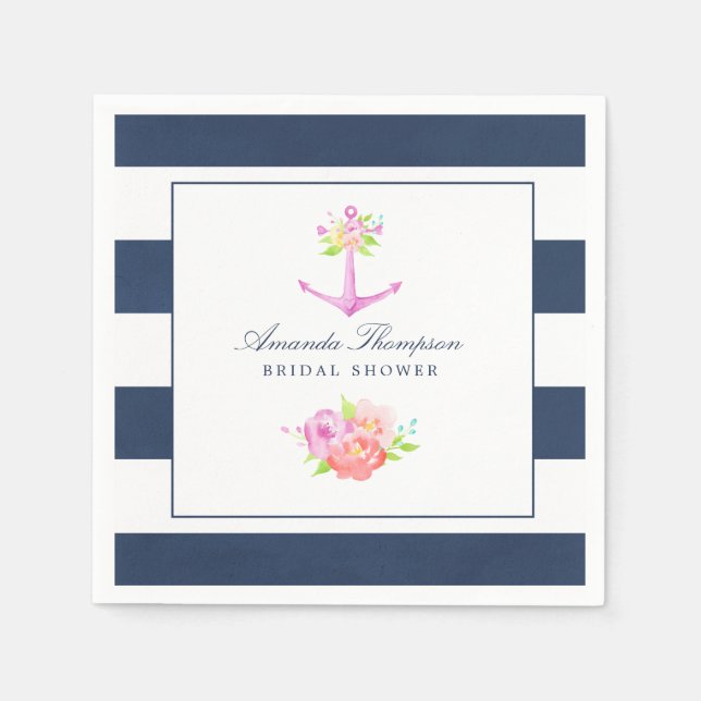 Vattenfärg Nautilus-tema Bröllopsdusch för brudar Pappersservett (Framsidan)