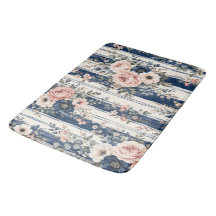 Vattenfärg Navy Blommig Rand Mönster Design