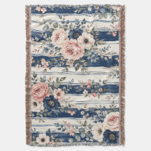 Vattenfärg Navy Blommig Rand Mönster Design