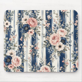 Vattenfärg Navy Blommig Rand Mönster Design Musmatta