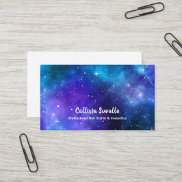 Vattenfärg Nebula Blue och Lila Galaxy-mall Visitkort
