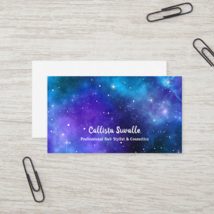 Vattenfärg Nebula Blue och Lila Galaxy-mall Visitkort