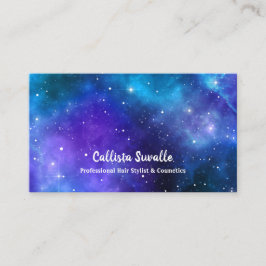 Vattenfärg Nebula Blue och Lila Galaxy-mall Visitkort