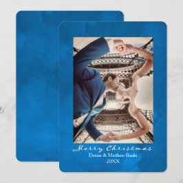 Vattenfärg Nebulosor Blå Elegant Julkort Inbjudningar