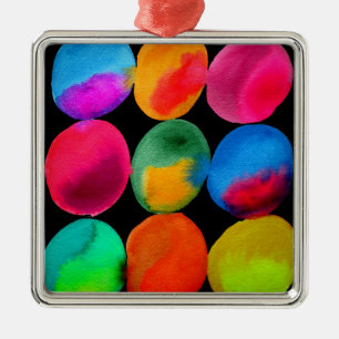 Vattenfärg neon mönster abstrakt art bright färg julgransprydnad metall
