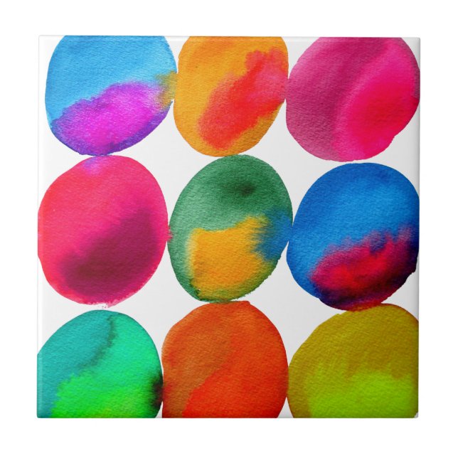 Vattenfärg neon mönster abstrakt art  bright färg kakelplatta (Framsidan)