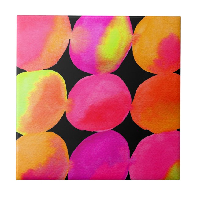 Vattenfärg neon mönster abstrakt art  bright färg kakelplatta (Framsidan)