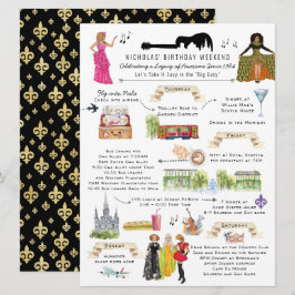 Vattenfärg New Orleans Födelsdagshelg Itinerary Inbjudningar