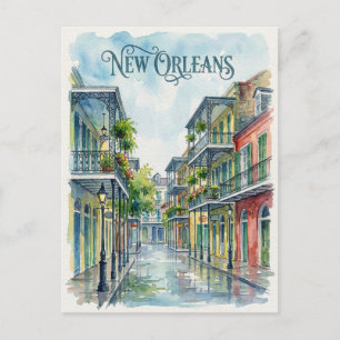 vattenfärg New Orleans Louisiana Vykort