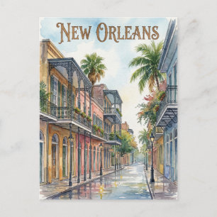 vattenfärg New Orleans Louisiana Vykort
