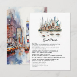 Vattenfärg New York Bröllopsgäst Detaljer Tilläggskort