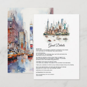 Vattenfärg New York Bröllopsgäst Detaljer Tilläggskort