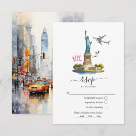 Vattenfärg New York USA Destination Bröllop OSA Kort