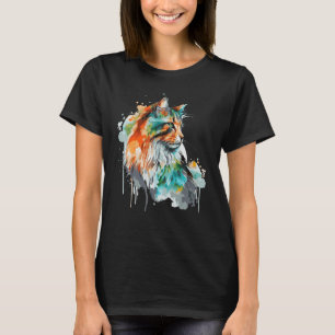 Vattenfärg Norsk skogskaraktär Färgfylld, lång luf T Shirt