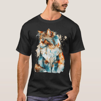 Vattenfärg Norsk skogskaraktär Färgfyllda katter K T Shirt