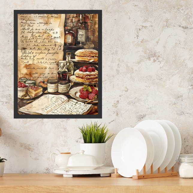 Vattenfärg Nostaligical Dessert Recipes Kitchen Ar Poster (Skapare uppladdad)