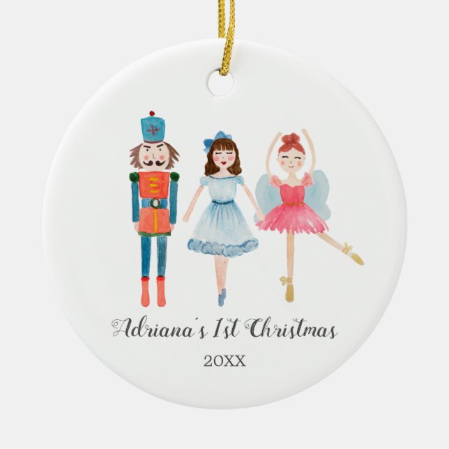 Vattenfärg Nutcracker Ballerina ornament (Framsidan)