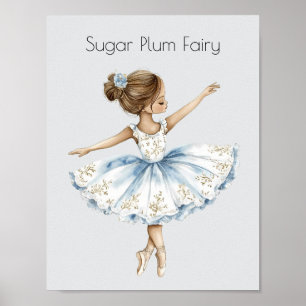 Vattenfärg Nutcracker Ballet Sockgar Plommon Fairy Poster