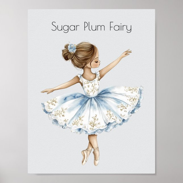 Vattenfärg Nutcracker Ballet Sockgar Plommon Fairy Poster (Framsidan)