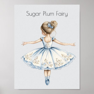 Vattenfärg Nutcracker Ballet Sockgar Plommon Fairy Poster