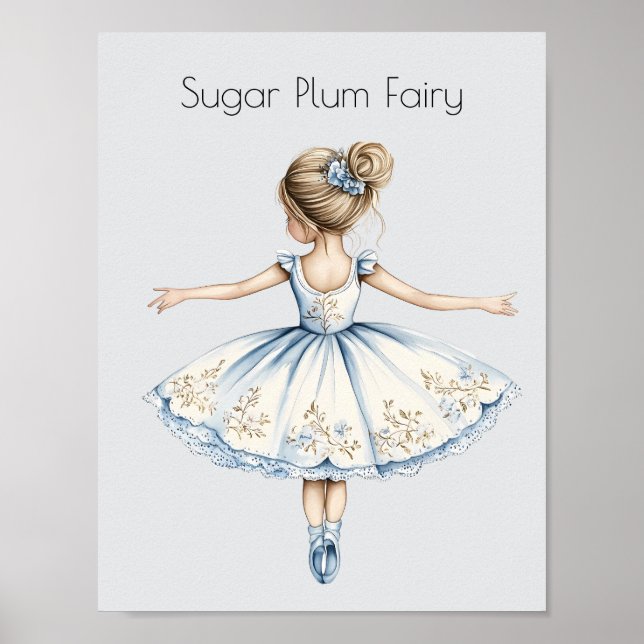 Vattenfärg Nutcracker Ballet Sockgar Plommon Fairy Poster (Framsidan)