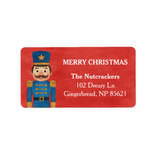 Vattenfärg Nutcracker-juladressetikett Adressetikett