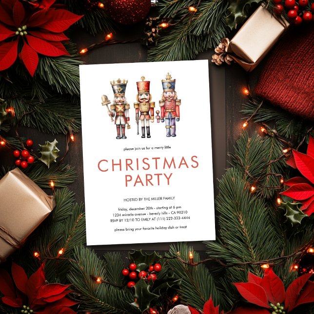 Vattenfärg Nutcracker Minimal jul Party Inbjudningar (Skapare uppladdad)