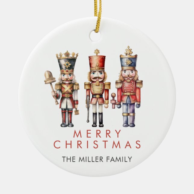 Vattenfärg Nutcracker Modern Minimal jul Julgransprydnad Keramik (Framsidan)