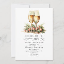 Vattenfärg Nyårsafton Champagnefest