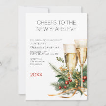 Vattenfärg Nyårsafton Champagnefest
