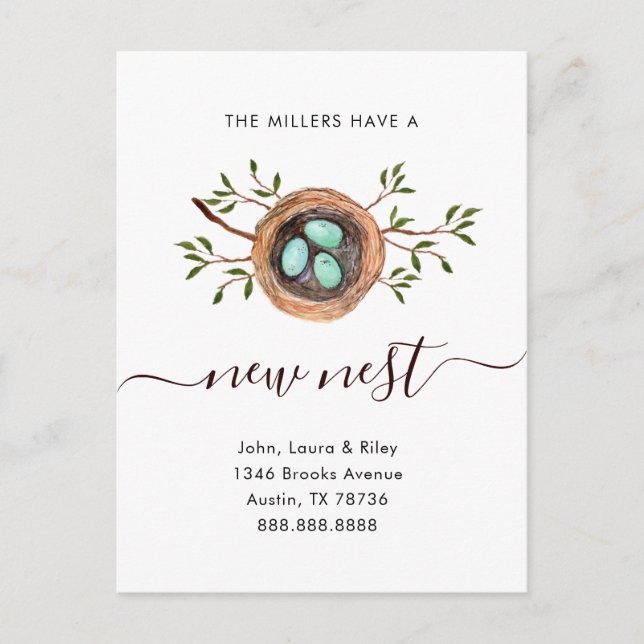 Vattenfärg Nytt rede Byte av Adress flytta Vykort (Framsida)