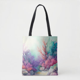 VATTENFÄRG OCEAN GOLV MED KORREKTEXTANLÄGGNINGAR TYGKASSE