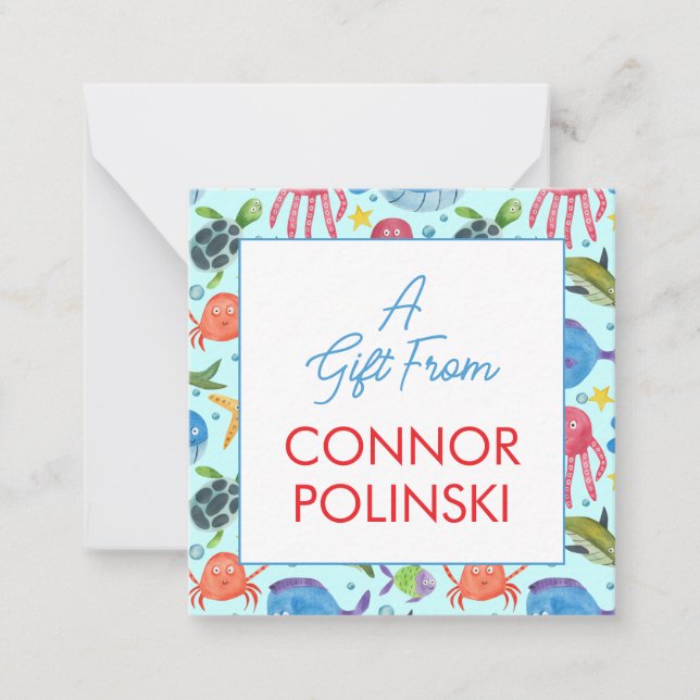 Vattenfärg Ocean Life A Gift från bojor Anteckningskort (Framsida)
