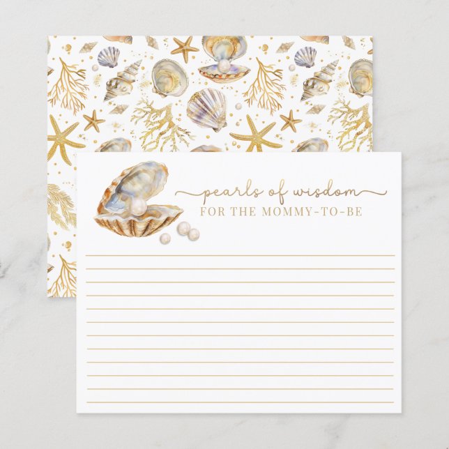 Vattenfärg Ocean Little Pearl Baby Shower Adress C (Fram/baksida)