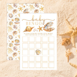 Vattenfärg Ocean Little Pearl Baby Shower Bingo Ga
